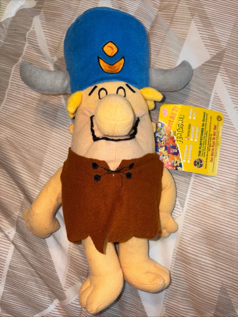 Plush The Flintstones Barney Rubble Toy - Blue Hat, Brown Tunic